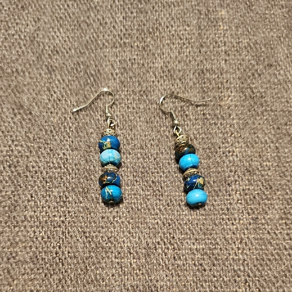 Blue Beaded Earrings